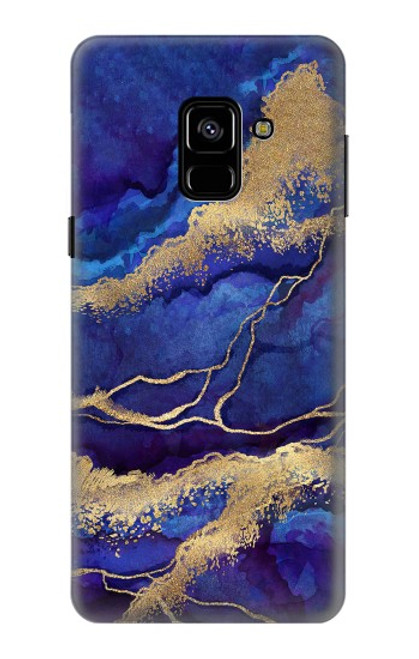 W3906 Navy Blue Purple Marble Hard Case and Leather Flip Case For Samsung Galaxy A8 (2018)