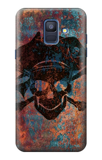 W3895 Pirate Skull Metal Hard Case and Leather Flip Case For Samsung Galaxy A6 (2018)