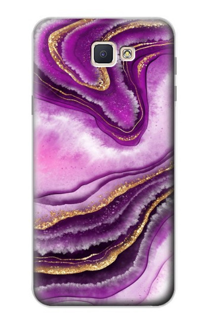 W3896 Purple Marble Gold Streaks Hard Case and Leather Flip Case For Samsung Galaxy J7 Prime (SM-G610F)