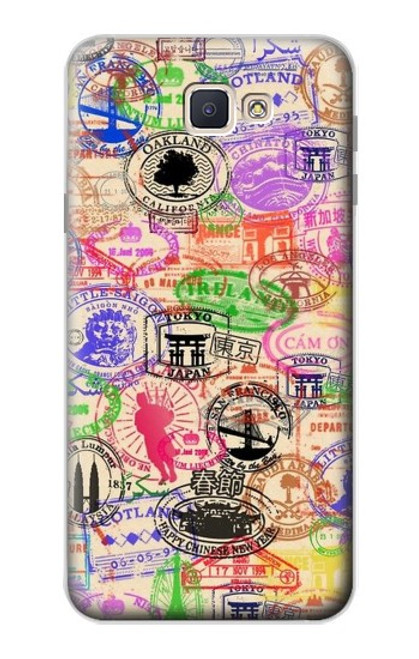 W3904 Travel Stamps Hard Case and Leather Flip Case For Samsung Galaxy J7 Prime (SM-G610F)