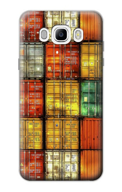 W3861 Colorful Container Block Hard Case and Leather Flip Case For Samsung Galaxy J7 (2016)