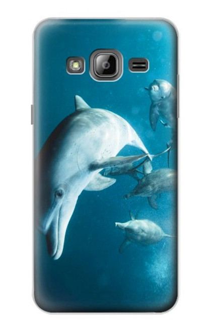 W3878 Dolphin Hard Case and Leather Flip Case For Samsung Galaxy J3 (2016)