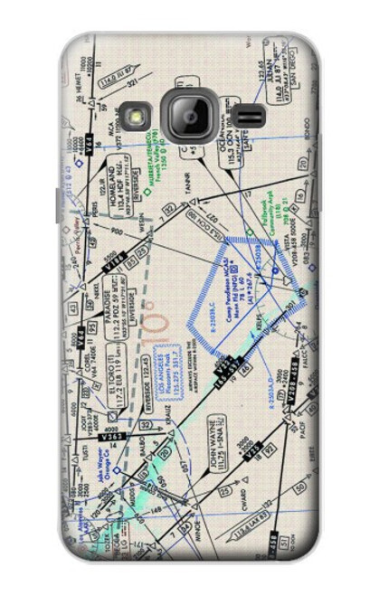 W3882 Flying Enroute Chart Hard Case and Leather Flip Case For Samsung Galaxy J3 (2016)