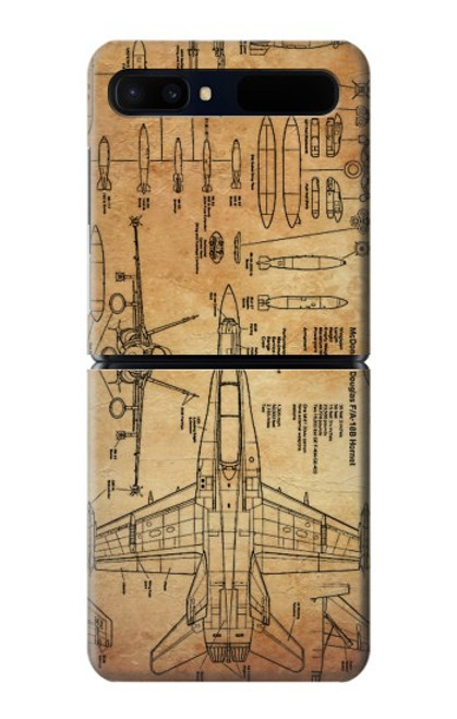 W3868 Aircraft Blueprint Old Paper Hard Case For Samsung Galaxy Z Flip 5G