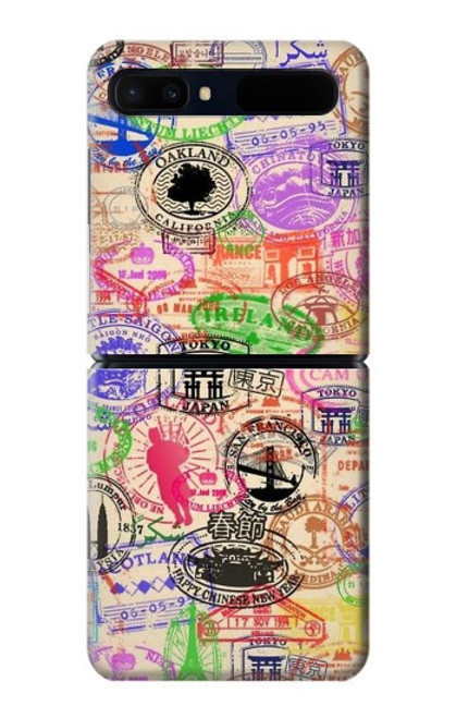 W3904 Travel Stamps Hard Case For Samsung Galaxy Z Flip 5G