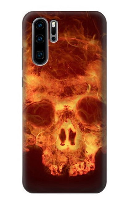 W3881 Fire Skull Hard Case and Leather Flip Case For Huawei P30 Pro