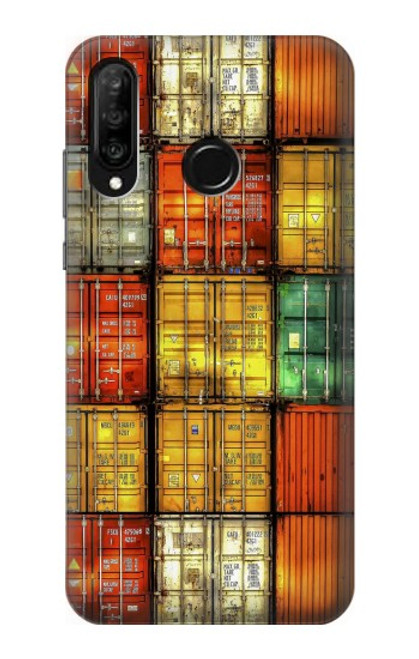 W3861 Colorful Container Block Hard Case and Leather Flip Case For Huawei P30 lite
