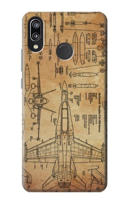 W3868 Aircraft Blueprint Old Paper Hard Case and Leather Flip Case For Huawei P20 Lite