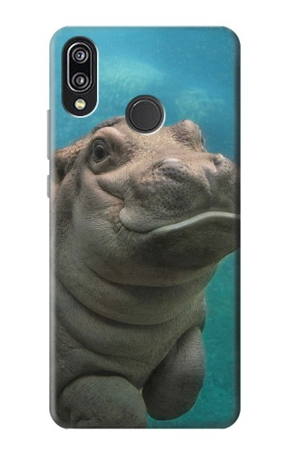 W3871 Cute Baby Hippo Hippopotamus Hard Case and Leather Flip Case For Huawei P20 Lite