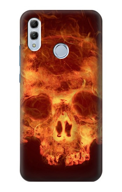 W3881 Fire Skull Hard Case and Leather Flip Case For Huawei Honor 10 Lite, Huawei P Smart 2019