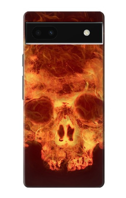 W3881 Fire Skull Hard Case and Leather Flip Case For Google Pixel 6a