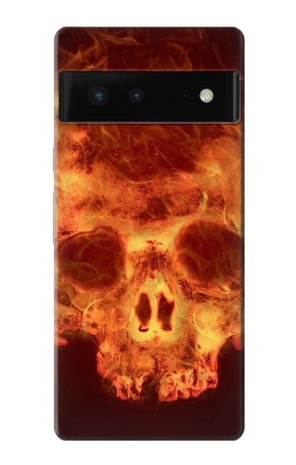 W3881 Fire Skull Hard Case and Leather Flip Case For Google Pixel 6