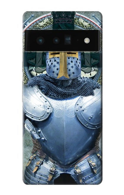 W3864 Medieval Templar Heavy Armor Knight Hard Case and Leather Flip Case For Google Pixel 6 Pro