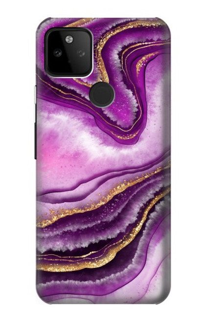 W3896 Purple Marble Gold Streaks Hard Case and Leather Flip Case For Google Pixel 5A 5G