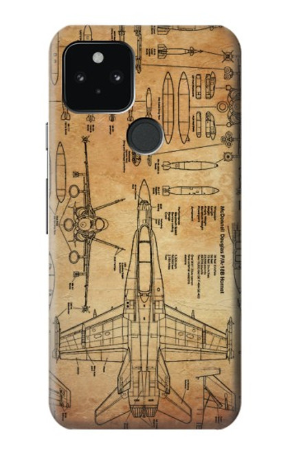 W3868 Aircraft Blueprint Old Paper Hard Case and Leather Flip Case For Google Pixel 5