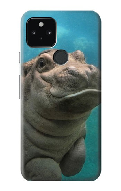 W3871 Cute Baby Hippo Hippopotamus Hard Case and Leather Flip Case For Google Pixel 5