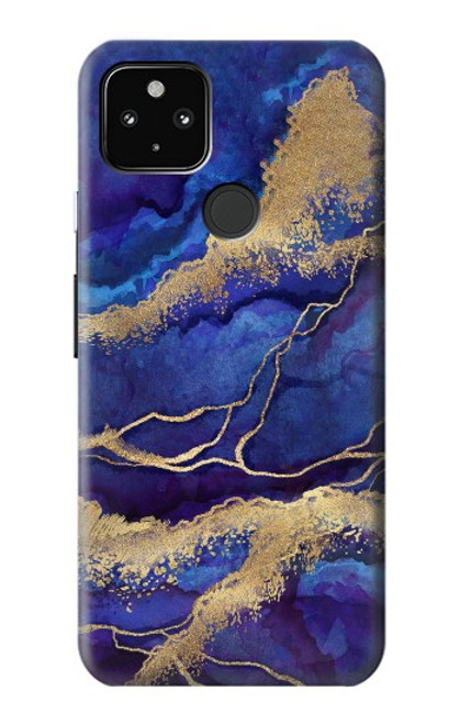 W3906 Navy Blue Purple Marble Hard Case and Leather Flip Case For Google Pixel 4a 5G