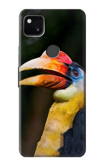 W3876 Colorful Hornbill Hard Case and Leather Flip Case For Google Pixel 4a