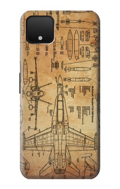 W3868 Aircraft Blueprint Old Paper Hard Case and Leather Flip Case For Google Pixel 4