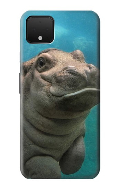 W3871 Cute Baby Hippo Hippopotamus Hard Case and Leather Flip Case For Google Pixel 4