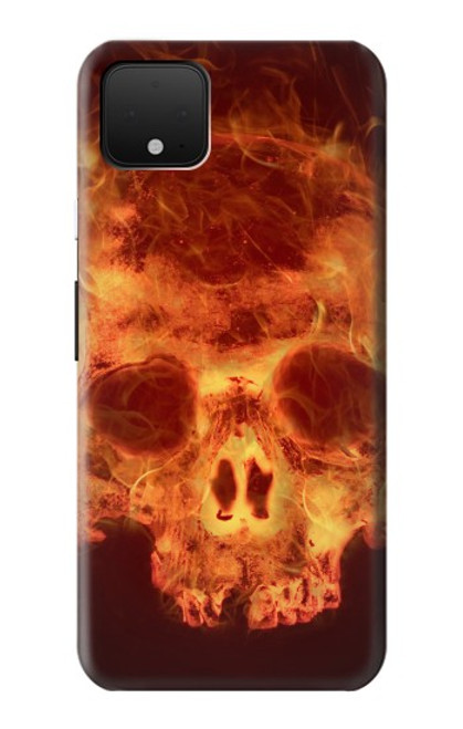 W3881 Fire Skull Hard Case and Leather Flip Case For Google Pixel 4