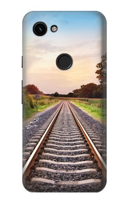 W3866 Railway Straight Train Track Hard Case and Leather Flip Case For Google Pixel 3a