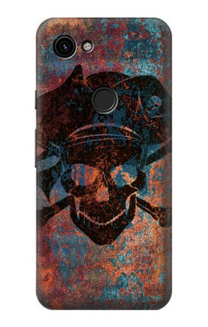 W3895 Pirate Skull Metal Hard Case and Leather Flip Case For Google Pixel 3a