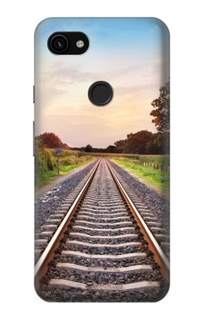W3866 Railway Straight Train Track Hard Case and Leather Flip Case For Google Pixel 3a XL