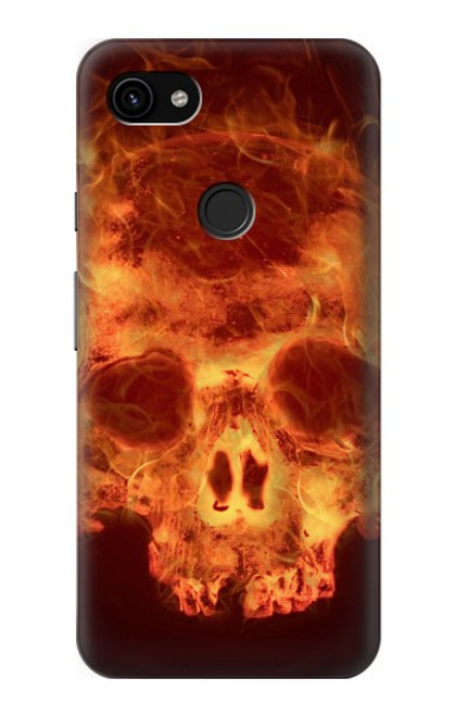 W3881 Fire Skull Hard Case and Leather Flip Case For Google Pixel 3a XL
