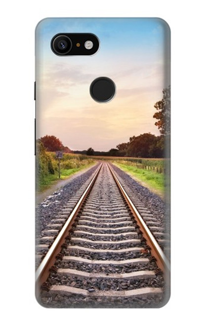 W3866 Railway Straight Train Track Hard Case and Leather Flip Case For Google Pixel 3