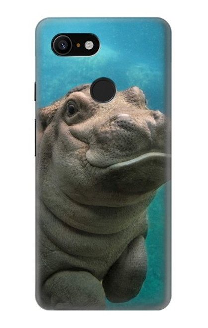 W3871 Cute Baby Hippo Hippopotamus Hard Case and Leather Flip Case For Google Pixel 3