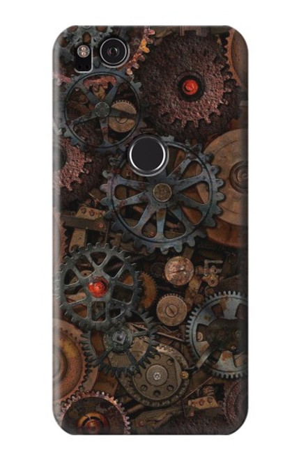 W3884 Steampunk Mechanical Gears Hard Case and Leather Flip Case For Google Pixel 2