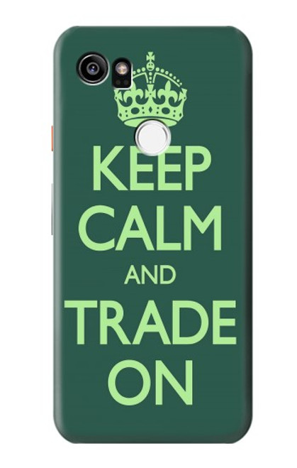 W3862 Keep Calm and Trade On Hard Case and Leather Flip Case For Google Pixel 2 XL
