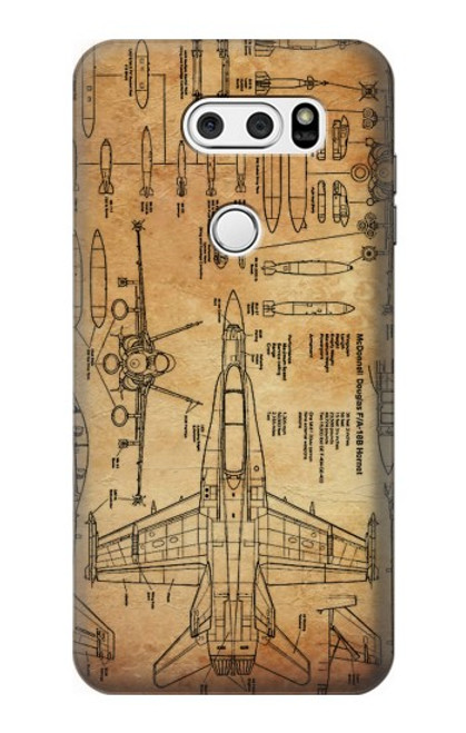 W3868 Aircraft Blueprint Old Paper Hard Case and Leather Flip Case For LG V30, LG V30 Plus, LG V30S ThinQ, LG V35, LG V35 ThinQ