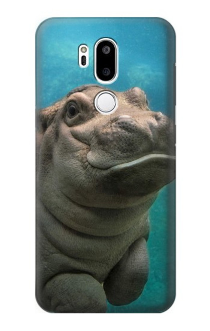 W3871 Cute Baby Hippo Hippopotamus Hard Case and Leather Flip Case For LG G7 ThinQ