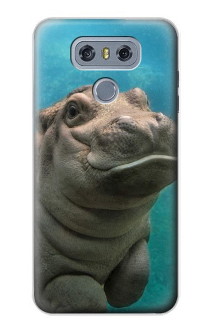 W3871 Cute Baby Hippo Hippopotamus Hard Case and Leather Flip Case For LG G6