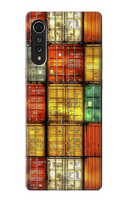 W3861 Colorful Container Block Hard Case and Leather Flip Case For LG Velvet