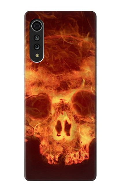 W3881 Fire Skull Hard Case and Leather Flip Case For LG Velvet