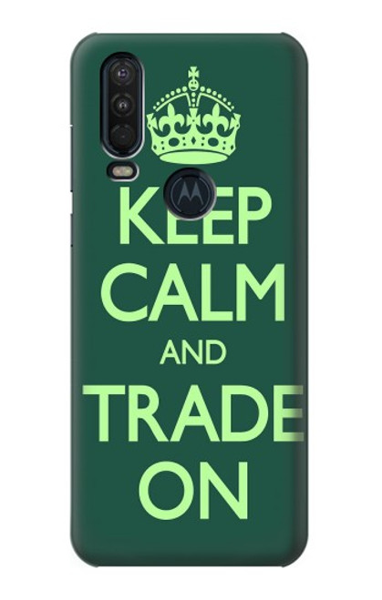 W3862 Keep Calm and Trade On Hard Case and Leather Flip Case For Motorola One Action (Moto P40 Power)