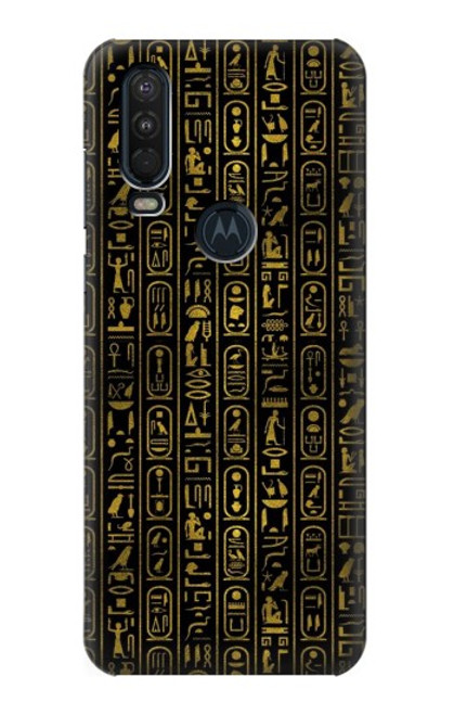 W3869 Ancient Egyptian Hieroglyphic Hard Case and Leather Flip Case For Motorola One Action (Moto P40 Power)