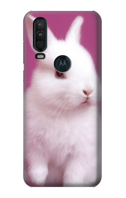 W3870 Cute Baby Bunny Hard Case and Leather Flip Case For Motorola One Action (Moto P40 Power)