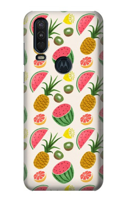W3883 Fruit Pattern Hard Case and Leather Flip Case For Motorola One Action (Moto P40 Power)