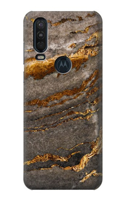 W3886 Gray Marble Rock Hard Case and Leather Flip Case For Motorola One Action (Moto P40 Power)