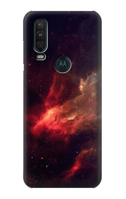 W3897 Red Nebula Space Hard Case and Leather Flip Case For Motorola One Action (Moto P40 Power)