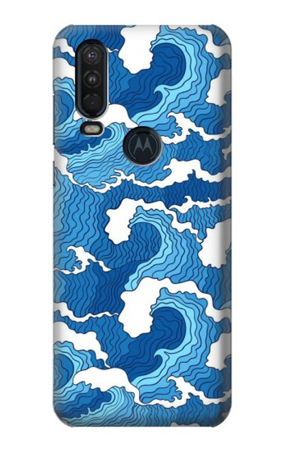 W3901 Aesthetic Storm Ocean Waves Hard Case and Leather Flip Case For Motorola One Action (Moto P40 Power)