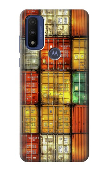 W3861 Colorful Container Block Hard Case and Leather Flip Case For Motorola G Pure