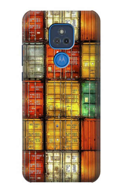 W3861 Colorful Container Block Hard Case and Leather Flip Case For Motorola Moto G Play (2021)
