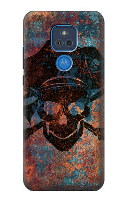 W3895 Pirate Skull Metal Hard Case and Leather Flip Case For Motorola Moto G Play (2021)