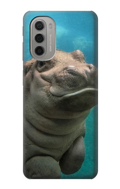 W3871 Cute Baby Hippo Hippopotamus Hard Case and Leather Flip Case For Motorola Moto G51 5G