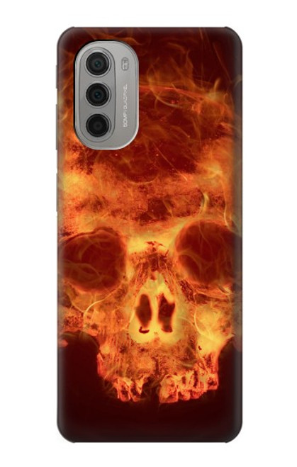 W3881 Fire Skull Hard Case and Leather Flip Case For Motorola Moto G51 5G